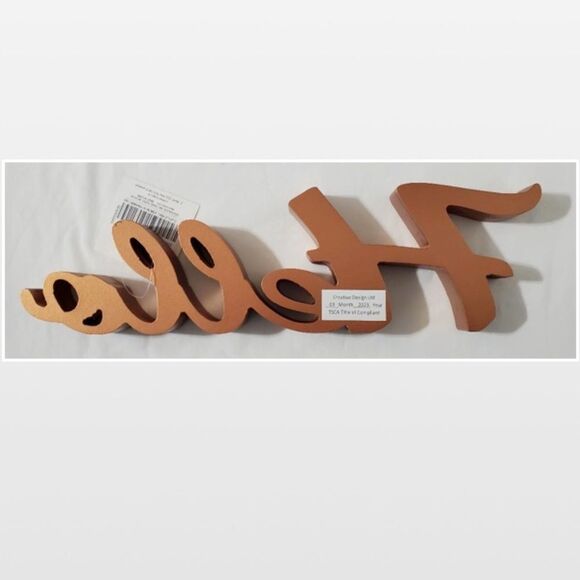 New Gold Hello Decorative Home Sign - Picture 6 of 11